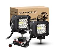 SKYWORLD LED Arbeitsscheinwerfer Bar 2 X 10cm 60W LED Scheinwerfer 12V 24V Arbeitslicht Zusatzscheinwerfer mit Kippschalter Kabelbaum für Auto Offroad Traktor PKW LKW SUV UTV ATV