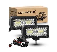 SKYWORLD LED Arbeitsscheinwerfer Bar 2 X 17.8cm 120W LED Scheinwerfer 12V 24V Arbeitslicht Zusatzscheinwerfer mit Kippschalter Kabelbaum für Auto Offroad Traktor PKW LKW SUV UTV ATV