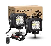 SKYWORLD LED Arbeitsscheinwerfer Bar 2 X 4 Zoll 60W weiß LED Scheinwerfer Arbeitslicht Zusatzscheinwerfer mit 12V Rocker Kabelbaum für Auto Offroad Traktor PKW LKW SUV UTV ATV