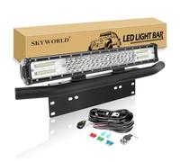 SKYWORLD LED Arbeitsscheinwerfer Bar, 51cm 288W Zusatzscheinwerfer LED Scheinwerfe, kennzeichenhalter nummernschildhalter mit 12V Blitz kabelbaum kit für Auto SUV ATV UTV LKW 4x4 Nebelscheinwerfer