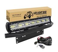 SKYWORLD LED Arbeitsscheinwerfer Bar, 51cm 420W Zusatzscheinwerfer LED Scheinwerfe, kennzeichenhalter nummernschildhalter mit 12V Blitz kabelbaum kit für Auto SUV ATV UTV LKW 4x4 Nebelscheinwerfer