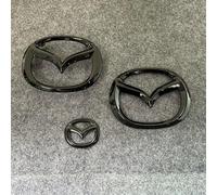 SMLZR Auto Emblem Logo für Mazda 3 Hatchback 2013-2016,Schwarz Tuning Badge Zeichen Motorhaube/Grill/Kofferraum Plakette Abzeichen Ersatz Aufkleber Auto Dekoration Zubehör,Front+Rear