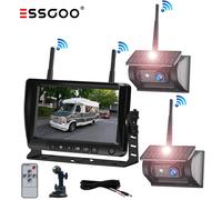 Solar 2x Rückfahrkamera Einparkhilfe Funk Kabellos Mit 7 Zoll Monitor LKW RV Bus