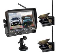 DUO Solar Rückfahrsystem 7" Monitor 2 x Magnet Rückfahrkamera Akku Transporter