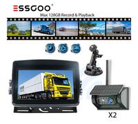 Solar 2x Rückfahrkamera Kabellos Einparkhilfe 1080P LKW KFZ MIT 7" Monitor DVR