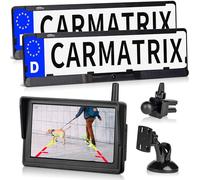 Solar Funk Auto Rückfahrsystem HD Rückfahrkamera Nummernschild für EU & Österreich 5" Monitor Vorne und Hinten Digital Nachrüsten ohne Bohren, Einparkhilfe im Kennzeichenhalter kabellos (Solar 4 Duo)