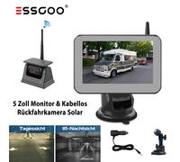 Solar Kabellos Rückfahrkamera 1080P Mit 5 Zoll Farb Monitor Einparkhilfe LKW RV