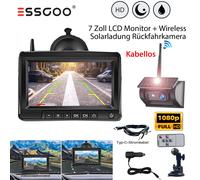 Solar Rückfahrkamera Einparkhilfe Kabellos FHD IR + 7 Zoll Farb Monitor LKW Bus