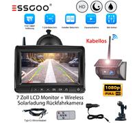 Solar Rückfahrkamera Kabellos 1080P Autokamera Mit 7 Zoll Farbig Monitor LKW Bus