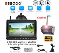 Solar Rückfahrkamera Kabellos 1080P Wasserfest Mit 7 Zoll Farbig Monitor LKW Bus