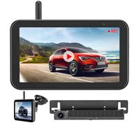 Solar Rückfahrkamera Kabellos, 5" Digital Rückfahrkamera Set 1080P Monitor, mit eingebautem Funksender, Wireless Einparkhilfe, IP66 Wasserdicht Rückfahrkameras für Auto, LKW, Van, SUV, Wohnmobil