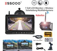 Solar Rückfahrkamera Kabellos Einparkhilfe 1080P Mit 7 Zoll Farb Monitor LKW KFZ
