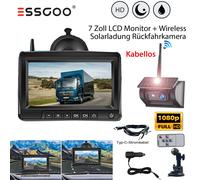 Solar Rückfahrkamera Kabellos Nachtsicht Mit 7" LCD Monitor Einparkhilfe LKW Bus
