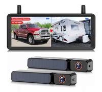 Solar Rückfahrkamera Kabellose 2 Kamera mit 7,2“ Split-Screen Monitor | HD 1080P Auflösung, Dual-Antennen, Stabile Signal, IP69K wasserdichte Rückfahrkameras für LKW, Wohnmobil, Camper