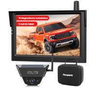 Solar Rückfahrkamera Kabellose Magnetisch 5 Zoll HD 1080P Bildschirm | 1Min Installation Starke Signal IP69K Wasserdichte Rückfahrkameras mit Aufbewahrungstasche für Auto SUV LKW Anhänger