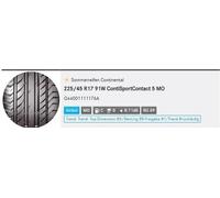 Continental SportContact 5 FR 225/45 R17 91W