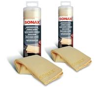 SONAX 2X AUTOPFLEGETUCH Plus Auto PFLEGETUCH Pflege Tuch FENSTERLEDER Reinigung