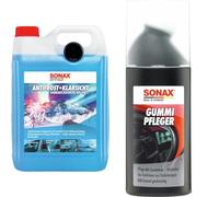 SONAX AntiFrost+KlarSicht Citrus Gebrauchsfertig bis -18°C (5 Liter) schneller & GummiPfleger mit Schwammapplikator (100 ml) reinigt