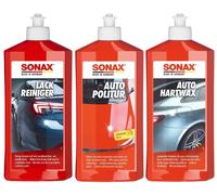 SONAX Außen Lack Pflege Set 3-teilig Lack Reiniger & Auto Politur & Auto HartWax