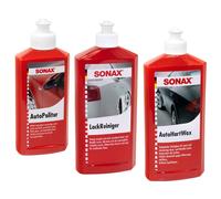 SONAX Außen Lack Pflege Set 3-teilig Lack Reiniger & Auto Politur & Auto HartWax