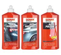 SONAX Auto-Reinigungs-Set, Politur + Hart-Wax + Lack-Reiniger
