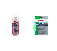 SONAX AutopflegeTuch Plus (1 Stück) großformatig und besonders saugfähig mit weiderverschließbarer Box & MicrofaserPflegePad (1 Stück) für gleichmäßiges Auftragen von Kunststoffpflegemitteln