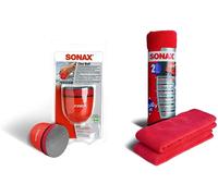 SONAX Clay Ball 1 Stück und MicrofaserTücher Außen 2 Stück Lackpflege Set