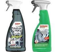 SONAX FelgenBeast (1 Liter) Felgenreiniger & SmokeEx Geruchskiller + Frische-Spray (500 ml) befreit Textilien zuverlässig und langanhaltend von störenden und unangenehmen Gerüchen | Art-Nr. 02922410