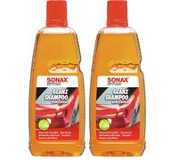 SONAX GlanzShampoo Konzentrat (1 Liter) durchdringt und löstr Schmutz gründlich, ohne Angreifen der Wachs-Schutzschicht | Art-Nr. 03143000 (Packung mit 2)