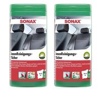 SONAX InnenReinigungsTücher Box 20x18 cm 2 x 25 Stück Polster Leder Kunststoff