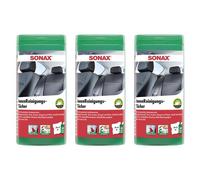 SONAX InnenReinigungsTücher Box 20x18 cm 3 x 25 Stück Polster Leder Kunststoff