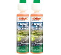 SONAX KlarSicht 1:100 Konzentrat (250 ml) hochkonzentrierter Reinigungszusatz für die Scheibenwaschanlage im Sommerbetrieb | Art-Nr. 03711410 (Packung mit 2)