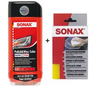 SONAX Politur Polish & Wax Color NanoPro rot, 500ml inkl. SONAX Applikationsschwamm