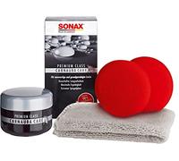 SONAX PREMIUM CLASS Carnauba Care (200 ml) Hartwachs für alle neuen und grundgereinigten Lacke inkl. 2x Schwamm und 1x MicrofaserTuch | Art-Nr. 02112000