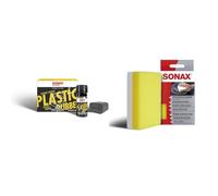 SONAX PROFILINE CeramicCoating CC Plastic+Rubber (50 ml) & ApplikationsSchwamm (1 Stück) Spezialschwamm zum Auftragen und Verarbeiten von Polituren