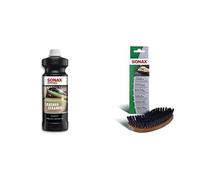 SONAX PROFILINE LeatherCleaner (1 Liter) & Textil+LederBürste (1 Stück) Trocken- und Feuchtreinigung von Textilien sowie zur schonenden Reinigung von Glattleder-Oberflächen | Art-Nr. 04167410