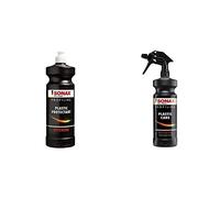 SONAX PROFILINE Plastic Protectant Exterior (1 Liter) Kunststofftiefenpflege für Kunststoffteile & PROFILINE PlasticCare (1 Liter) frischt auf, pflegt und kaschiert Verkratzungen auf Kunststoff