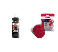 SONAX PROFILINE Plastic Protectant Exterior (1 Liter) & SchwammApplikator Super Soft (2 Stück) zum sanften und oberflächenschonenden Auftragen und Verteilen von Wachsen, Versiegelungen und Lotionen
