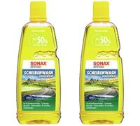 SONAX ScheibenWash Konzentrat Citrus (1 Liter) Reinigungskonzentrat für die Scheiben- und Scheinwerferwaschanlage im Sommer | Art-Nr. 02603000 (Packung mit 2)