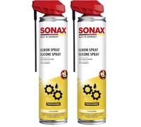 SONAX SilikonSpray mit EasySpray (400 ml) Schmiermittel schmiert, pflegt und schützt langanhaltend Gummi-, Kunststoff-, Holz- und Metallteile | Art-Nr. 03483000 (Packung mit 2)