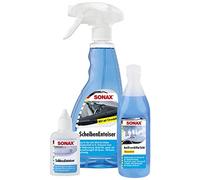 SONAX WinterFitSet (3-teilig) gegen Eis, Frost & schlechte Sicht, Scheibenenteiser (500 ml), Schlossenteiser (50 ml) & AntiFrost+KlarSicht Konzentrat (250 ml) | Art-Nr. 03319000