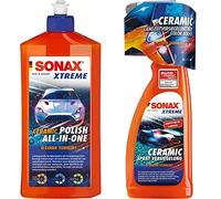 SONAX XTREME Ceramic Polish All-in-One (500 ml) beseitigt Verkratzungen & XTREME Ceramic SprayVersiegelung (750ml) überzieht den Lack mit einer Schutzbarriere, schützt vor Schmutz & Insekten