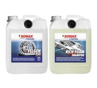 SONAX XTREME Felgenreiniger PLUS (5 Liter) effiziente Reinigung & XTREME RichFoam Shampoo (5 Liter)