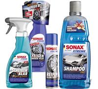 SONAX XTREME WASCHSET FELGENREINIGER PLUS+SHAMPOO+SCHEIBENKLAR+REIFENGLANZ