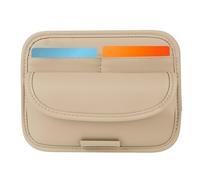 Sonnenblenden-Organizer PU-Leder mit Mehrfachtaschen Brillentasche | Auto-Sonnenblenden-Organizer mit Taschen Für Fahrer Fahrzeug Auto KFZ Innenraum Damen Herren Sonnenbrillen Beige