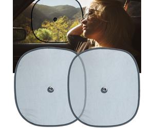 Sonnenschutz 2er-Set für Autofenster - idealer Schatten Rückbank an warmen Tagen - stabile Saugnapf-Befestigung - 44x38 cm - Schwarz