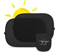 Sonnenschutz Auto Baby 2er Set, Autosonnenschutz Seitenscheiben mit UV Schutz UPF für Kinder, Hunde, Katzen u. Haustiere, Faltbare Sonnenblende mit Saugnäpfen, PKW Verdunkelung, Hitzeschutz mit Tasche