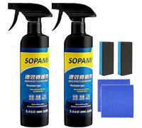 Sopami Car Coating Spray,Quick Effect Coating Agent,Polish Spray Waterless Wash Wax,Sopami Oil Film Emulsion Glass Cleaner (2Pcs)