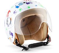 Soxon® SK-55 „Red“ · Kinder Jet-Helm · Motorrad-Helm Kinder-Helm Roller-Helm Kids Scooter-Helm Vespa Bobber Mofa-Helm Chopper XS · ECE 22.05 Visier Schnellverschluss SlimShell Tasche XXS-S (49-54cm)