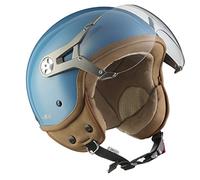 SOXON® SP-325 Mono „Crystal Blue“ · Jet-Helm · Motorrad-Helm Roller-Helm Scooter-Helm Moped Mofa-Helm Chopper Retro Vespa Vintage Pilot Biker · ECE 22.05 Visier Schnellverschluss Tasche S (55-56cm)